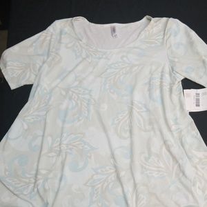 XL LulaRoe Perfect T NWT- Blue and Beige Paisley
